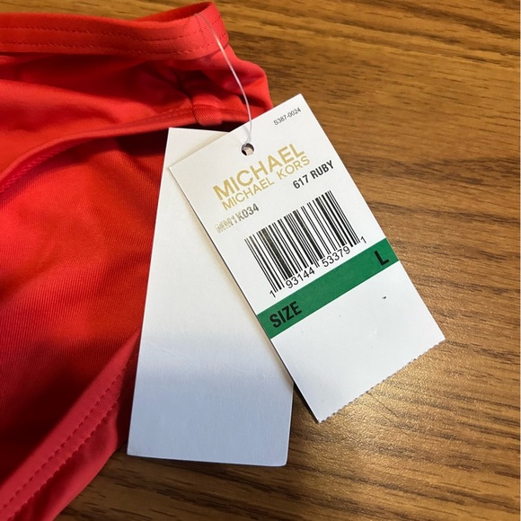 NWT MICHAEL Michael Kors Women's Chain-Waist Swim Bikini Bottom Ruby Size L - Picture 3 of 6
